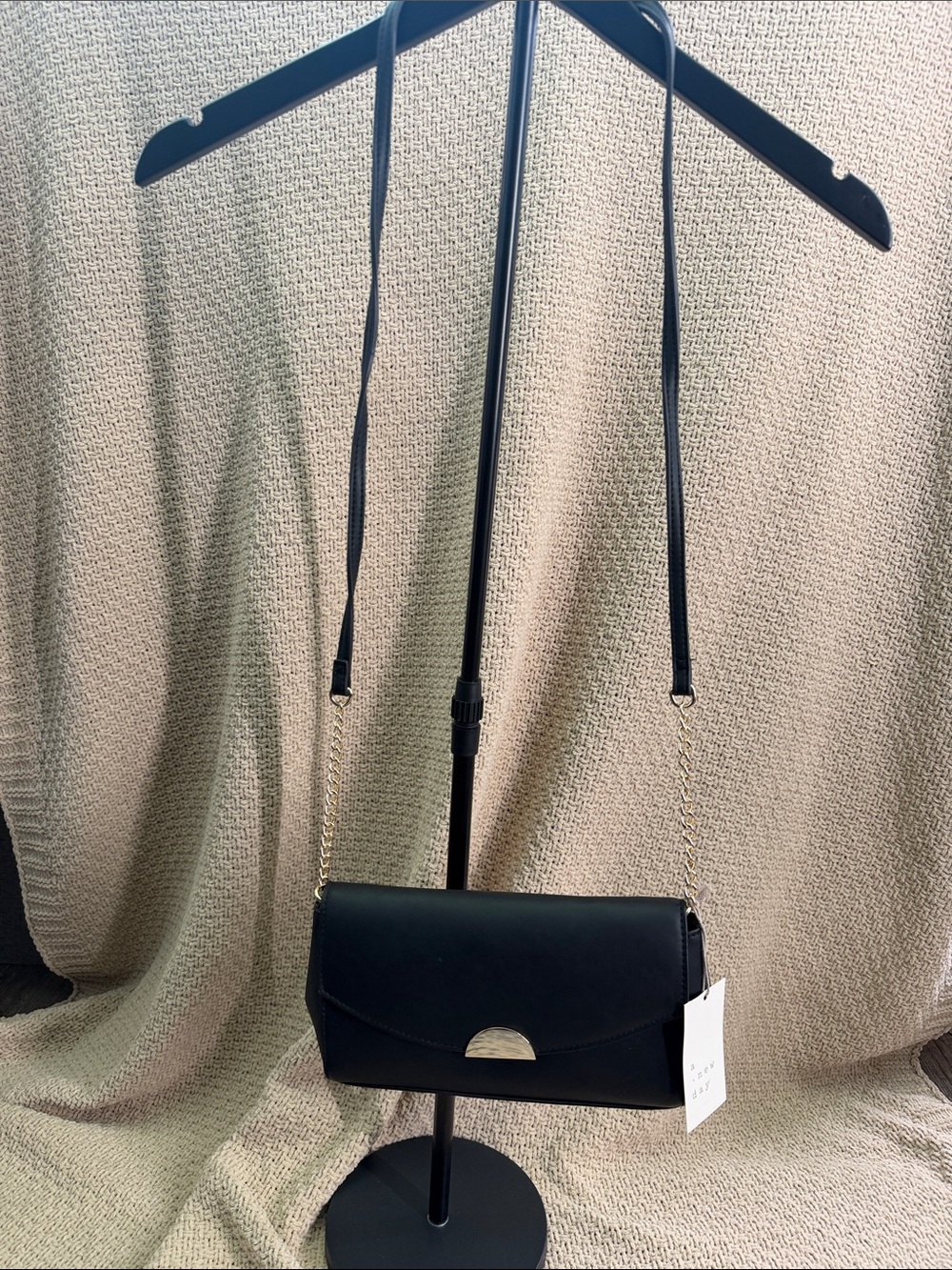 a new day Black Shoulder Bag with Gold Chain Detail
